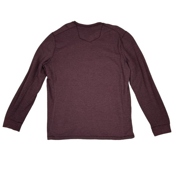 Eddie Bauer Shirt Mens TXL Burgundy Henley Tall Long Sleeve Thermal Waffle Knit - Picture 2 of 14